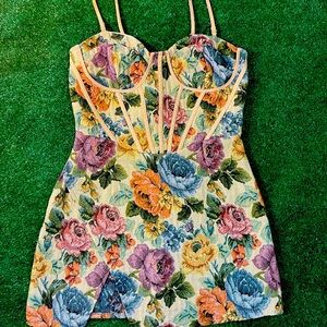 Colorful Floral “Vintage” Style Tight Fit Fashion Nova Dress